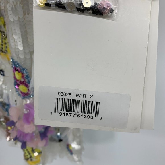 Mac Duggal Dress 93628 Sequined Embellished White Floral Mini - Picture 9 of 13